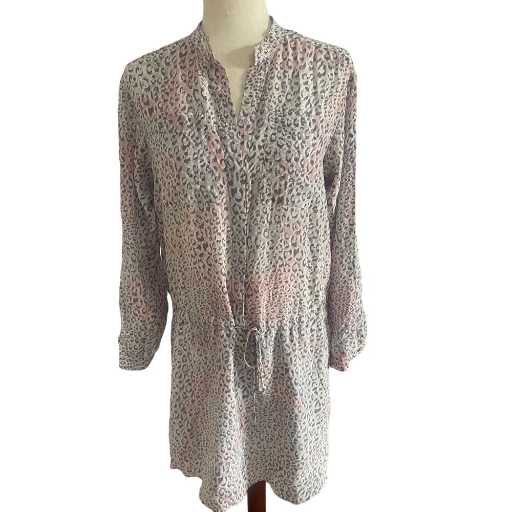 Rebecca Taylor Leopard Fever 100% Silk Shirt Dress Sz 10